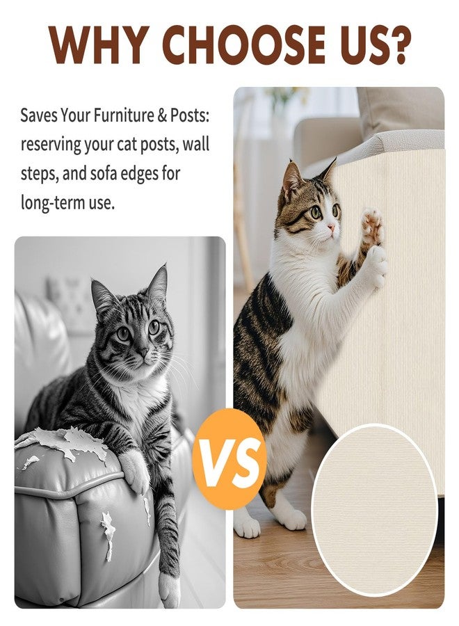PowerKing Cat Scratch Furniture Protector, 78.7"x15.8" Self-Adhesive Cat Scratch Mat for Couch & Sofa, Trimmable DIY Cat Scratcher Pads for Indoor Cats (Beige) - Image 3